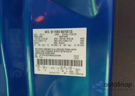 2014 Ford F-150 Stx z USA, uszkodzony, nr VIN 1FTFX1EF9EKE30159